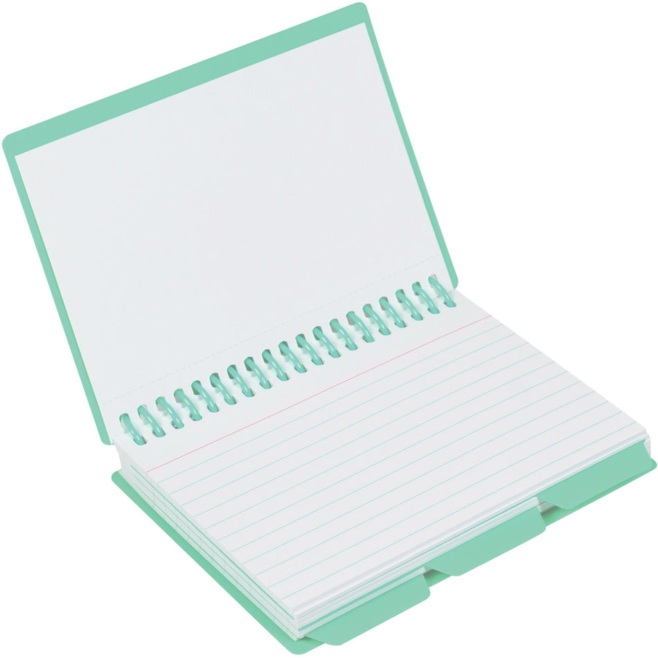 C-Line Spiral Bound Index Card Notebook with Tabs, 1 Notebook (Color May Vary) - Spiral Bound - 3" x 6" Sheet Size - Assorted Paper - Clear Cover - Repositionable Divider, Perforated, Index Sheet, Portable - 1 Each