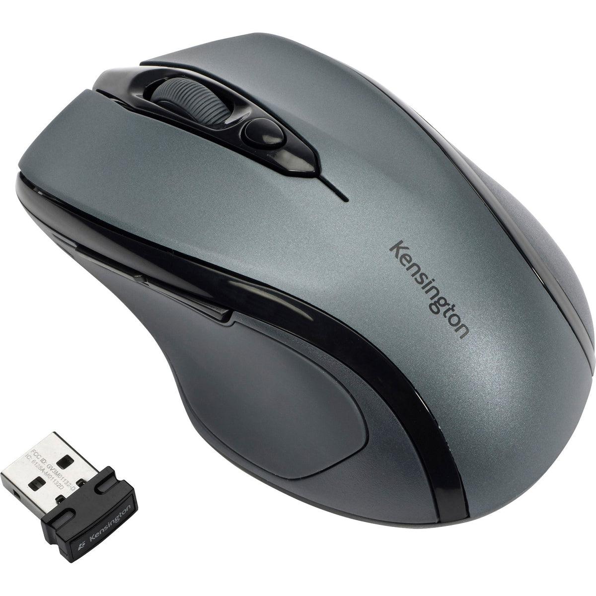 Kensington Pro Fit Mid-size Wireless Mouse - Optical - Wireless - Radio Frequency - 2.40 GHz - Graphite Gray - USB - 1750 dpi - Scroll Wheel - Right-handed - 1 Each