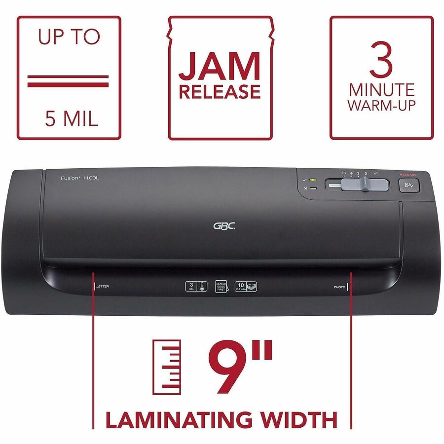 GBC Fusion 1000L 9"Laminator - Pouch - 9" Lamination Width - 5 mil Lamination Thickness - Manual Release - 3.5" Height x 4.1" Width