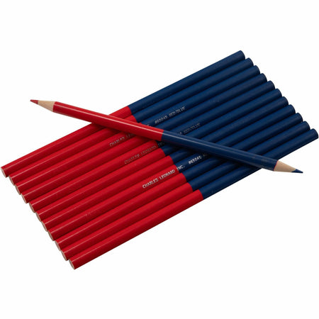 Charles Leonard Checking Pencils - Red, Blue Lead - 12 / Box