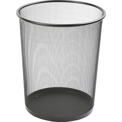 Lorell Mesh Waste Bin: 4.70 gal Round Steel Bin Black - Containers & Lids