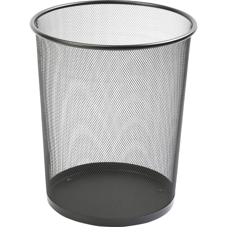 Lorell Mesh Waste Bin - 4.70 gal Capacity - Round - 14.3" Height x 12" Diameter - Steel - Black - 1 Each