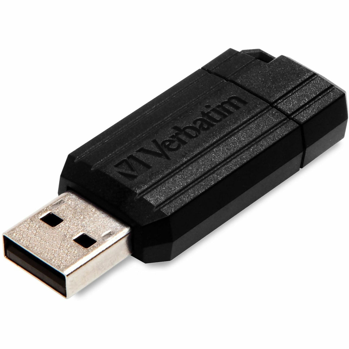 Microban PinStripe USB Drive - 64 GB - USB 2.0 Type A - 10 MB/s Read Speed - 4 MB/s Write Speed - Black - Lifetime Warranty - 1 Each