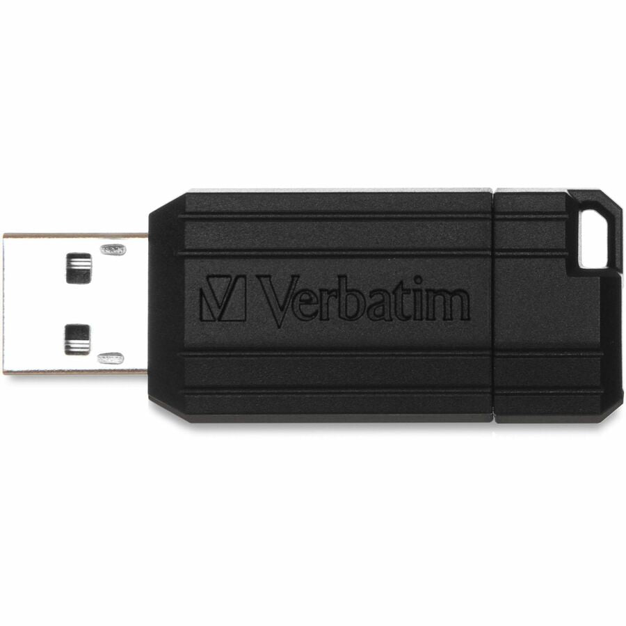 Microban PinStripe USB Drive - 64 GB - USB 2.0 Type A - 10 MB/s Read Speed - 4 MB/s Write Speed - Black - Lifetime Warranty - 1 Each