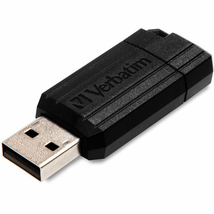 Microban PinStripe USB Flash Drive - 8 GB - 2.0 - Black - Lifetime Warranty - Memory & Drives