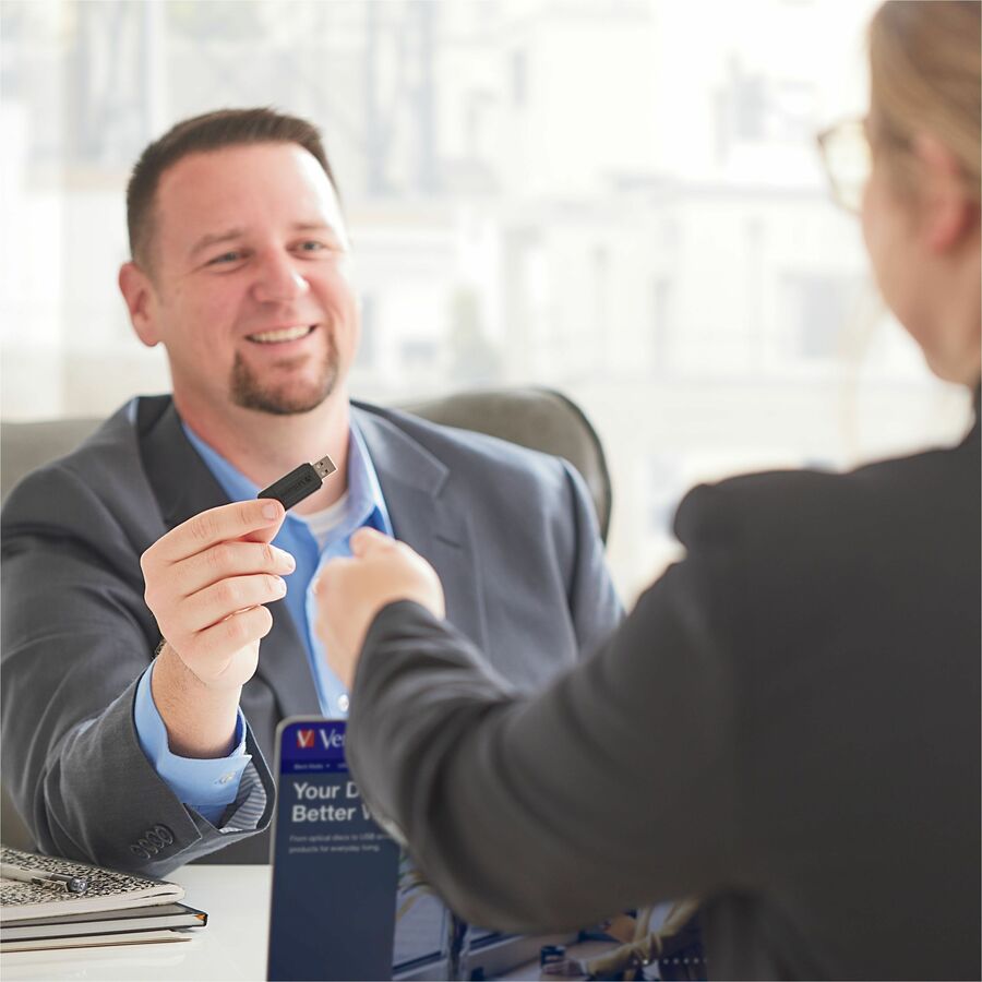 Microban PinStripe USB Flash Drive - 8 GB - USB 2.0 - Black - Lifetime Warranty - 1 Each