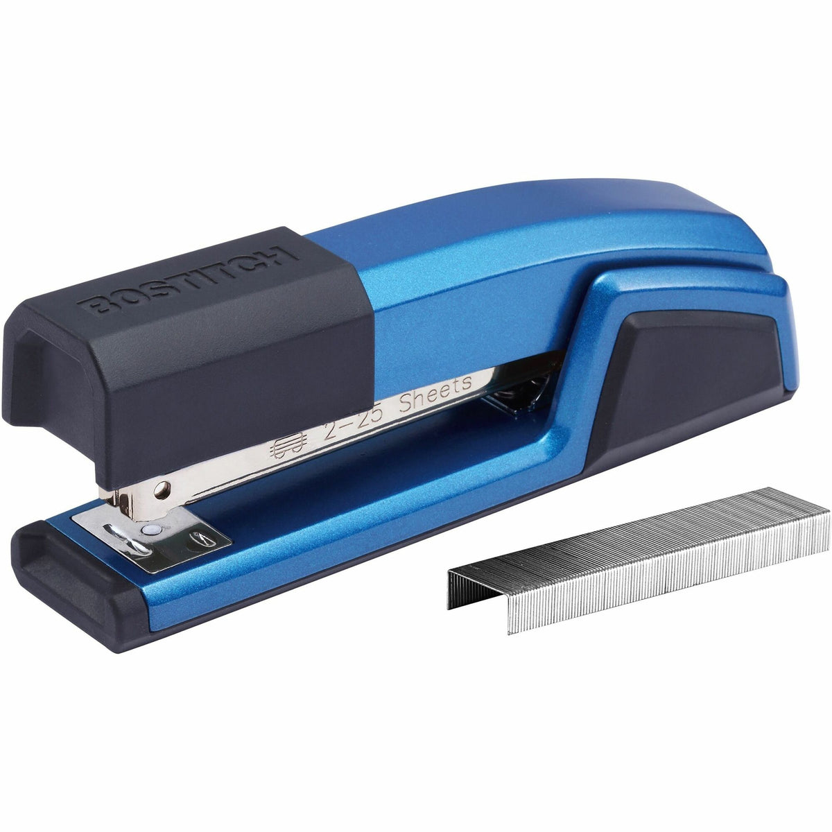 Bostitch Epic Antimicrobial Office Stapler - Staples Upto 25 Sheet - Holds Upto 210 Staple - Full Strip - Blue - Metal - 1 Each