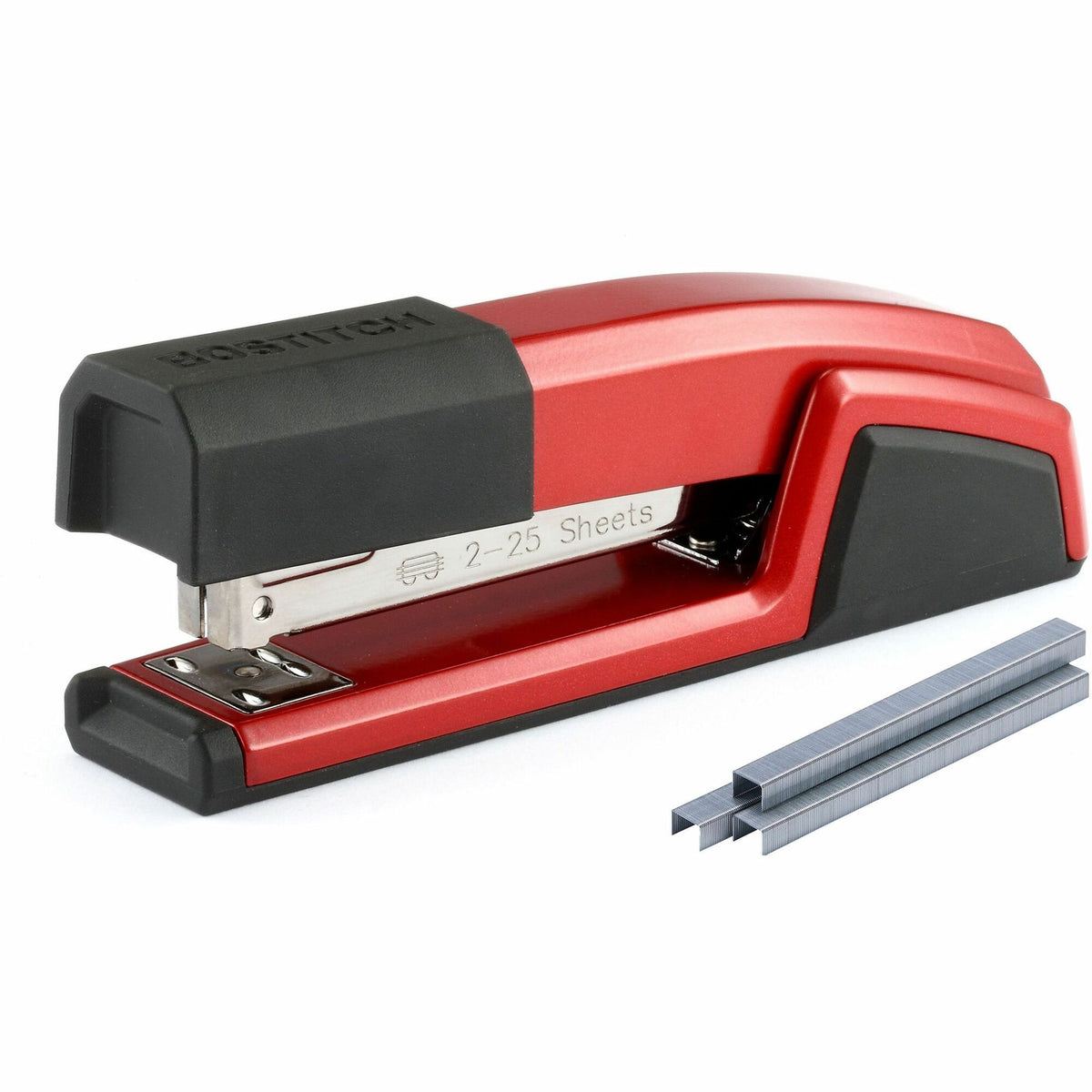 Bostitch Epic Antimicrobial Office Stapler - Staples Upto 25 Sheet - Holds Upto 210 Staple - Full Strip - Red - Metal - 1 Each