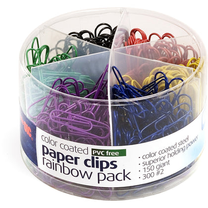 Officemate Jumbo Coated Paper Clips: Assorted Colors 450-Pack - Clips