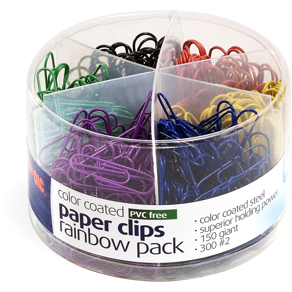 Officemate Coated Paper Clips - Jumbo - No. 2 - Assorted - 450 / Pack
