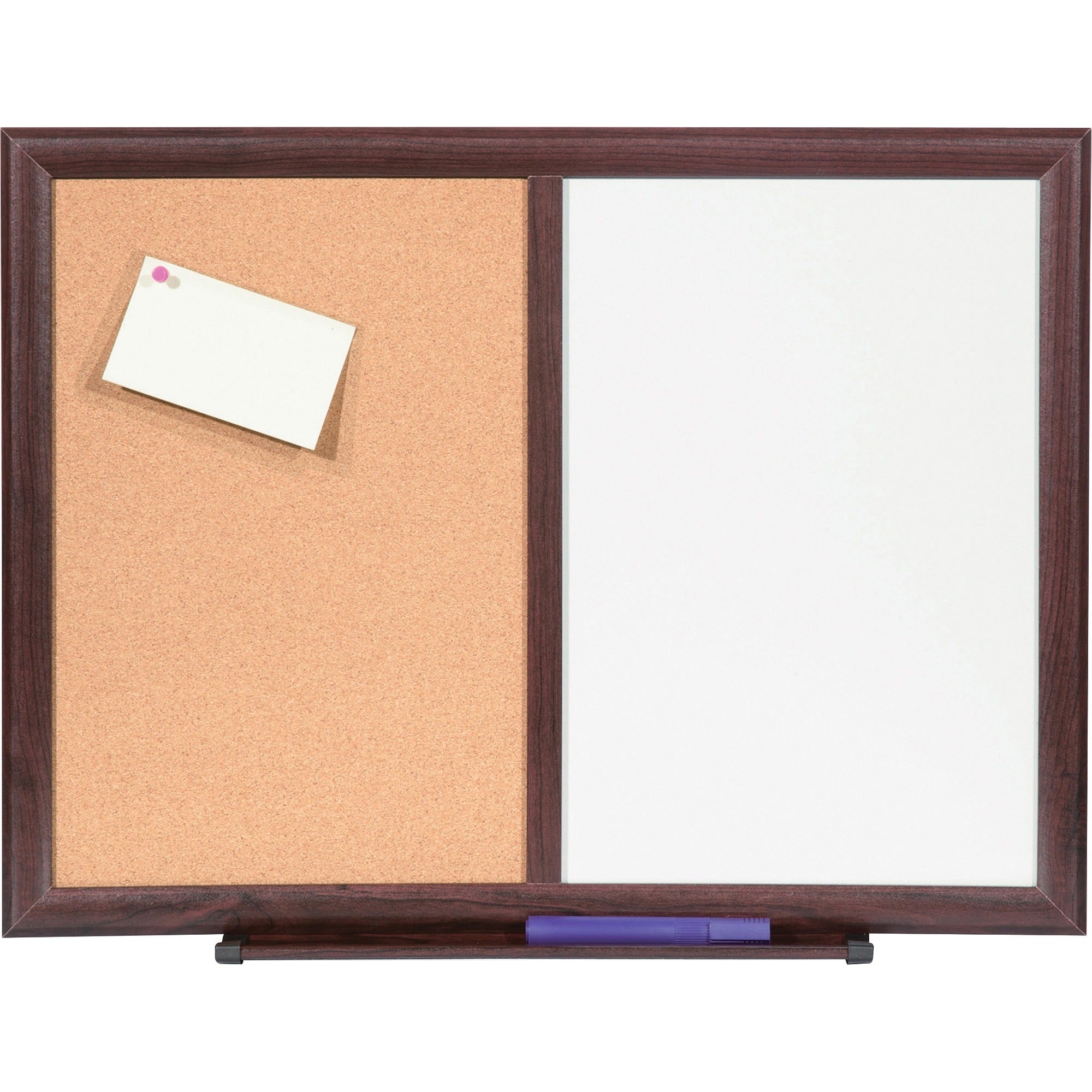 Lorell Combo Dry-Erase/Cork Board - 24" (2 ft) Width x 18" (1.5 ft) Height - Melamine Surface - Mahogany Wood Frame - 1 Each