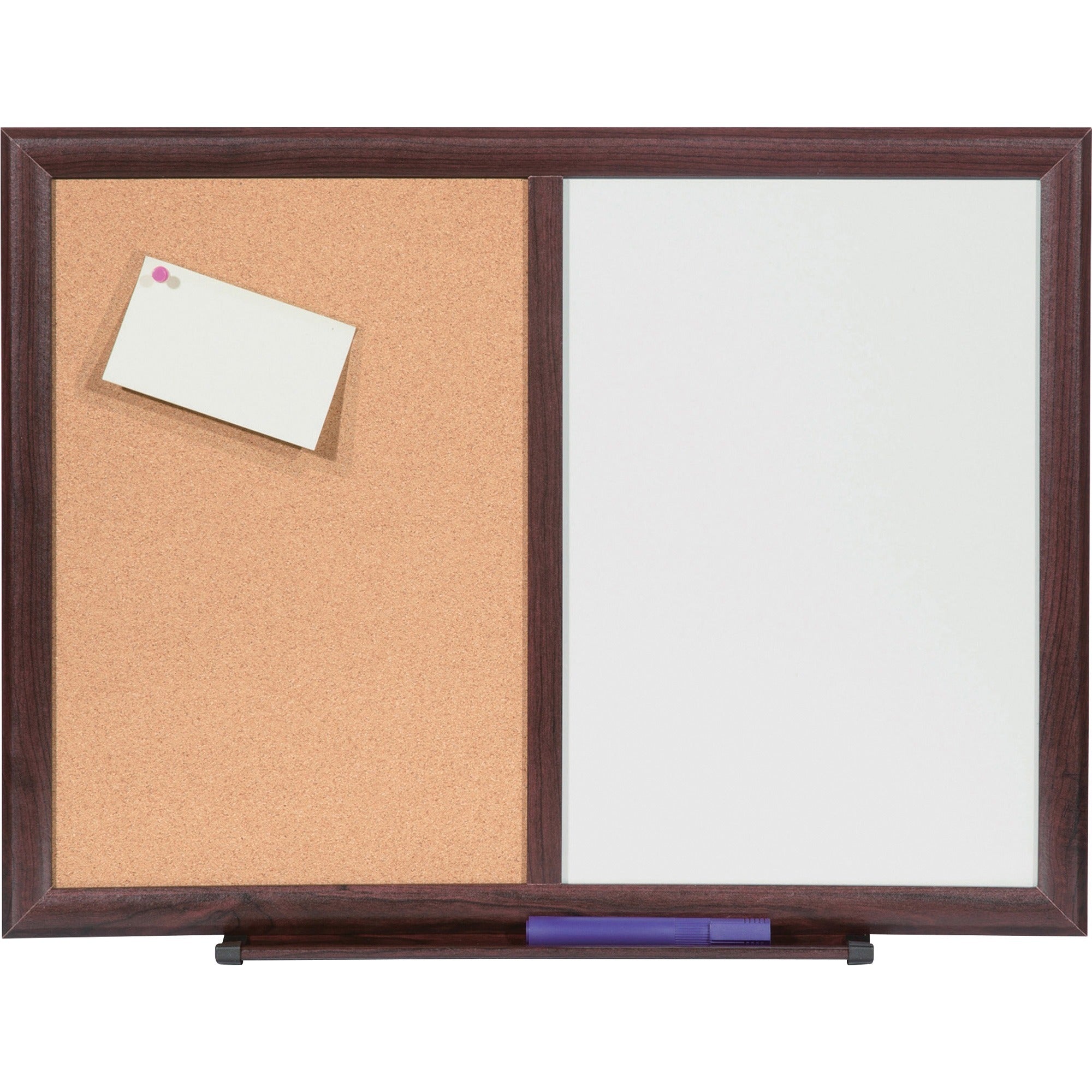 Lorell Combo Dry-Erase/Cork Board - 36" (3 ft) Width x 48" (4 ft) Height - Melamine Surface - Mahogany Wood Frame - 1 Each