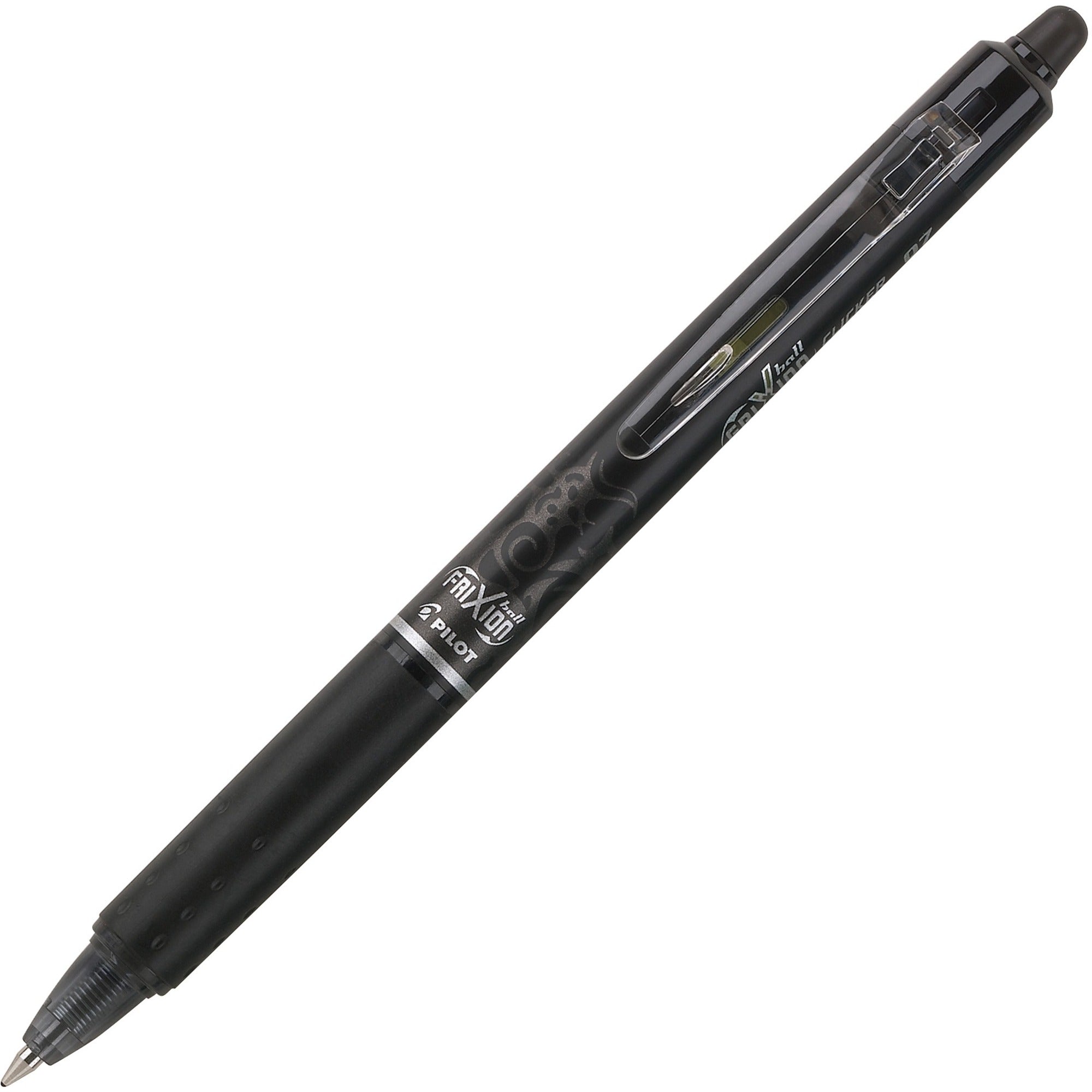 Pilot FriXion .7mm Clicker Erasable Gel Pens - 0.7 mm Pen Point - Retractable - Erasable - Black Ink - Gel-based - Black Barrel - 1 Dozen