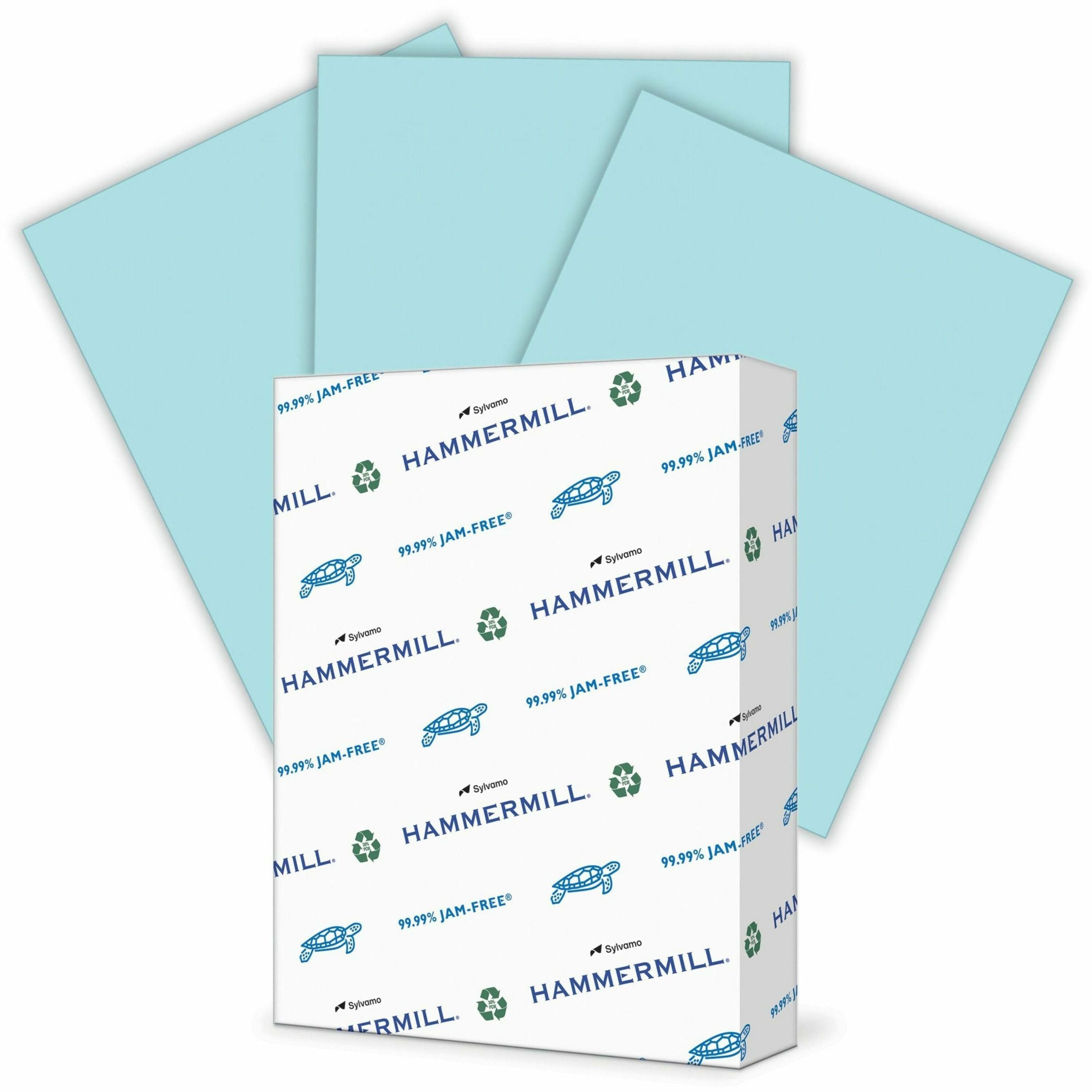 Hammermill Colors Recycled Copy Paper - Blue - Letter - 8 1/2" x 11" - 24 lb Basis Weight - Smooth - Sustainable Forestry Initiative (SFI) - Jam-free, Acid-free - Blue - 500 / Ream