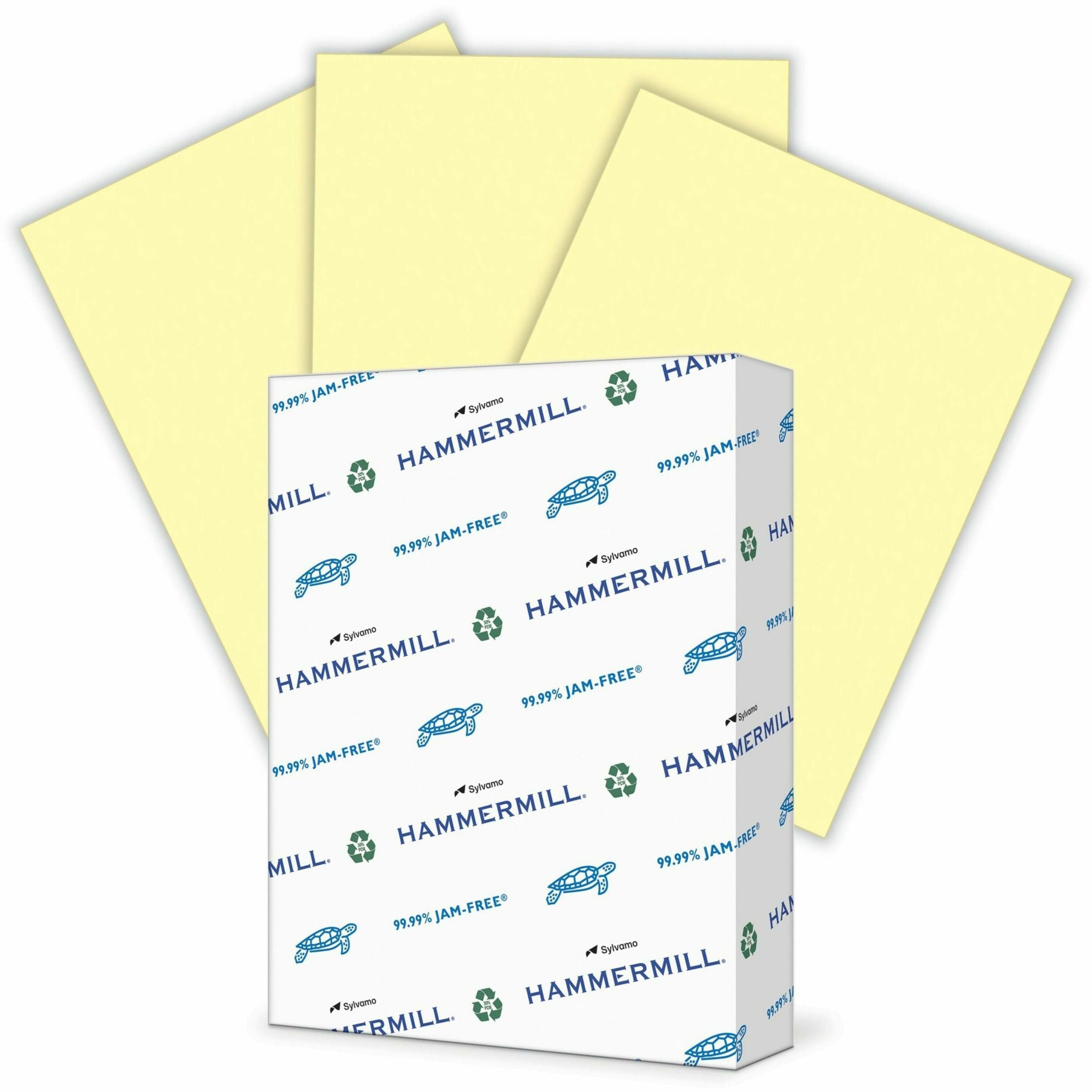 Hammermill Colors Recycled Copy Paper - Canary - 96 Brightness - Letter - 8 1/2" x 11" - 24 lb Basis Weight - Smooth - Sustainable Forestry Initiative (SFI) - Jam-free, Acid-free - Canary - 500 / Ream