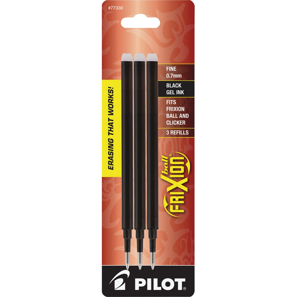 Pilot FriXion Gel Ink Pen Refills - 0.70 mm , Fine Point - Black Ink - Erasable - 3 / Pack