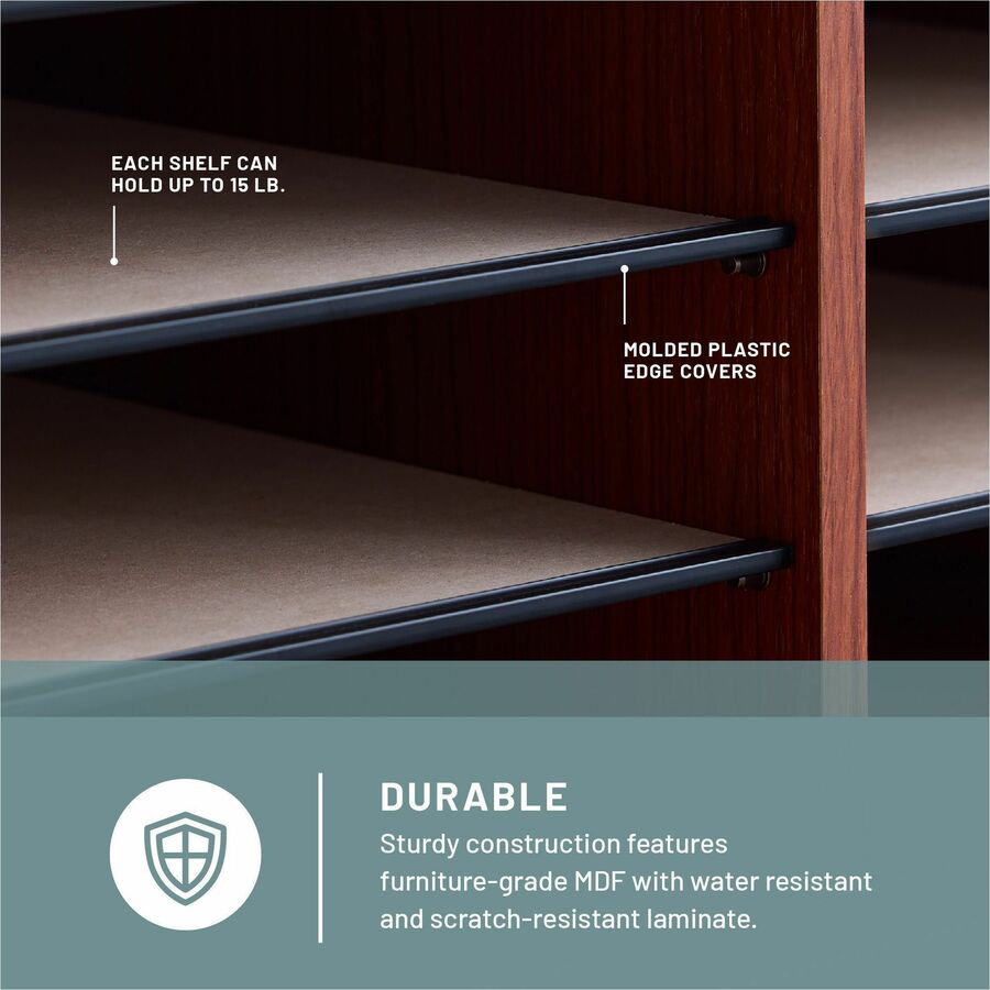 Safco Adjustable 12-Slot Wood Literature Organizer - 12 Compartment(s) - Desktop - Adjustable - Laminate - Cherry - Hardboard, Fiberboard - 1 Each