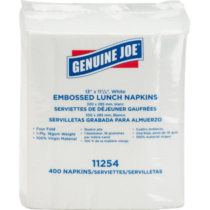 Genuine Joe Lunch Napkins: 1-Ply Quarter-Fold White - 400/Pack - Napkins