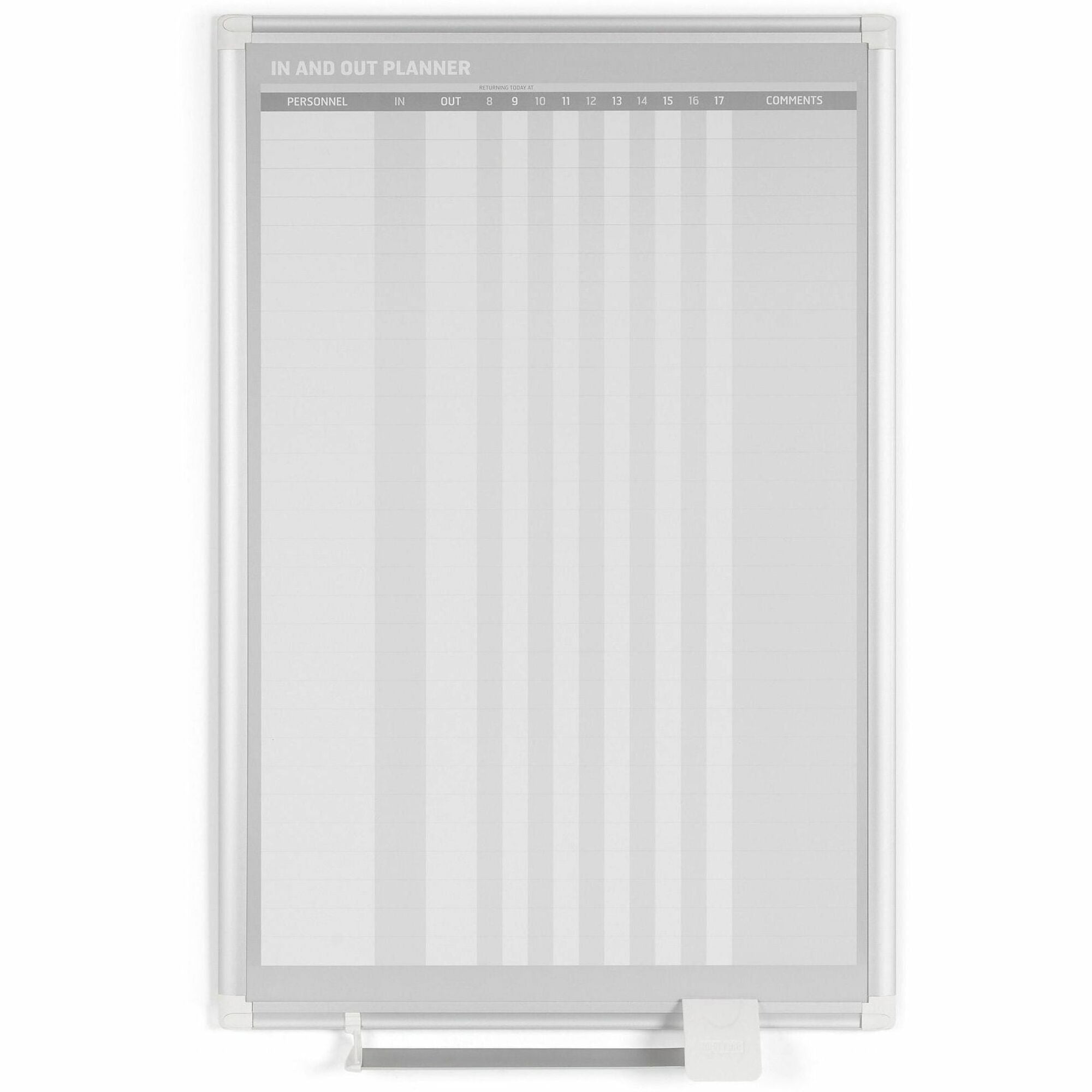 MasterVision Magnetic In/Out Vertical Planner Board - 24" (2 ft) Width x 36" (3 ft) Height - White Lacquered Steel Surface - Aluminum Frame - Rectangle - Magnetic - Marker Tray - 1 Each