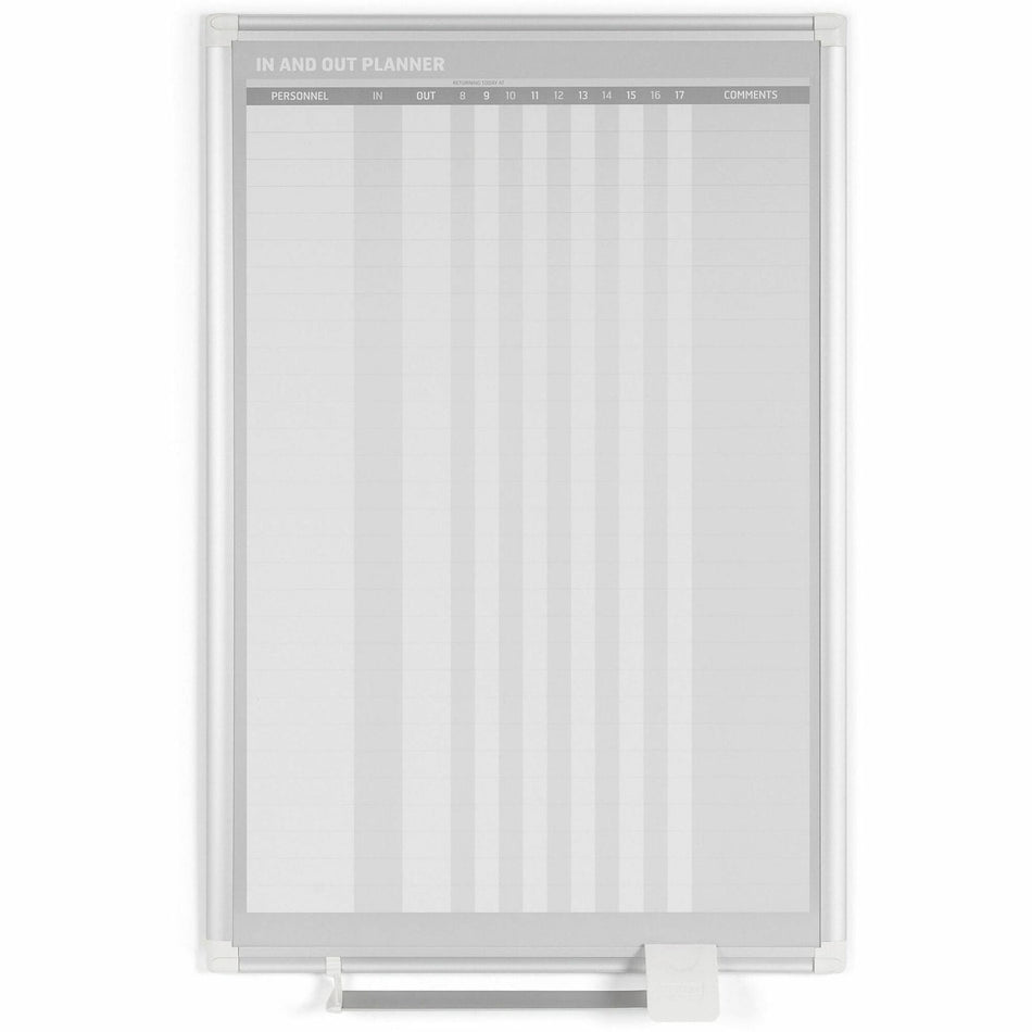 MasterVision Magnetic In/Out Vertical Planner Board - 24" (2 ft) Width x 36" (3 ft) Height - White Lacquered Steel Surface - Aluminum Frame - Rectangle - Magnetic - Marker Tray - 1 Each