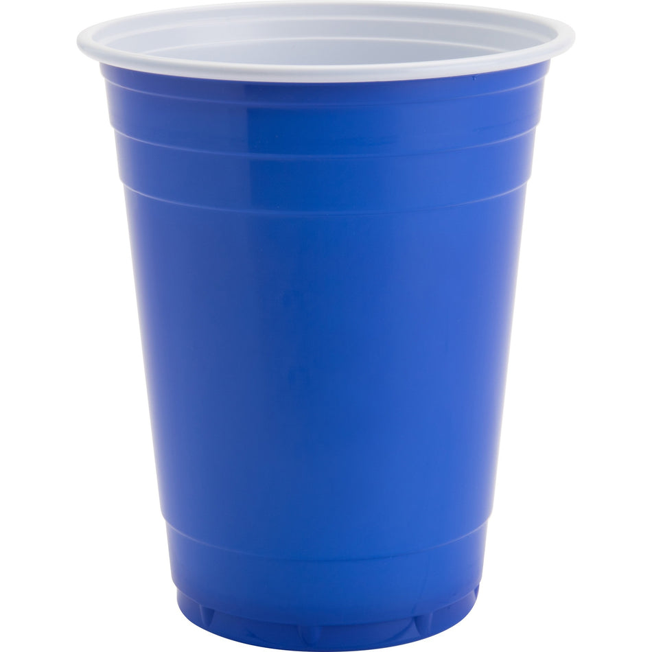 Genuine Joe 16 oz Party Cups - 16 fl oz - Blue, White - Plastic - Party, Cold Drink, Beverage - 50 / Pack