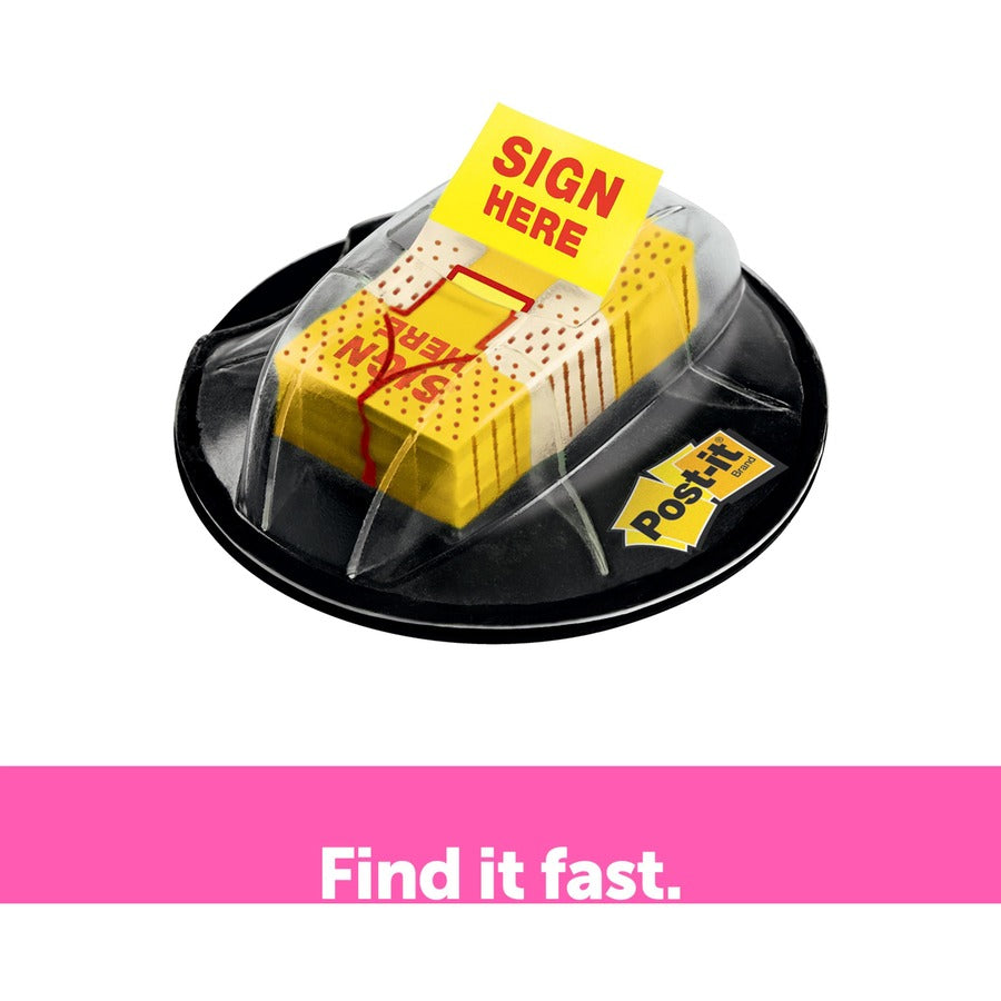 Post-it®  Sign Here Flags in Desk Grip Dispenser - 1" x 1.75" - 200 Flag Capacity - Yellow