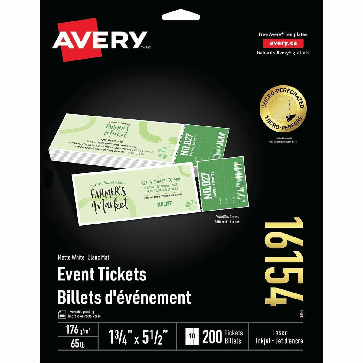 Avery Event Tickets with Tear-Away Stubs - 1500
