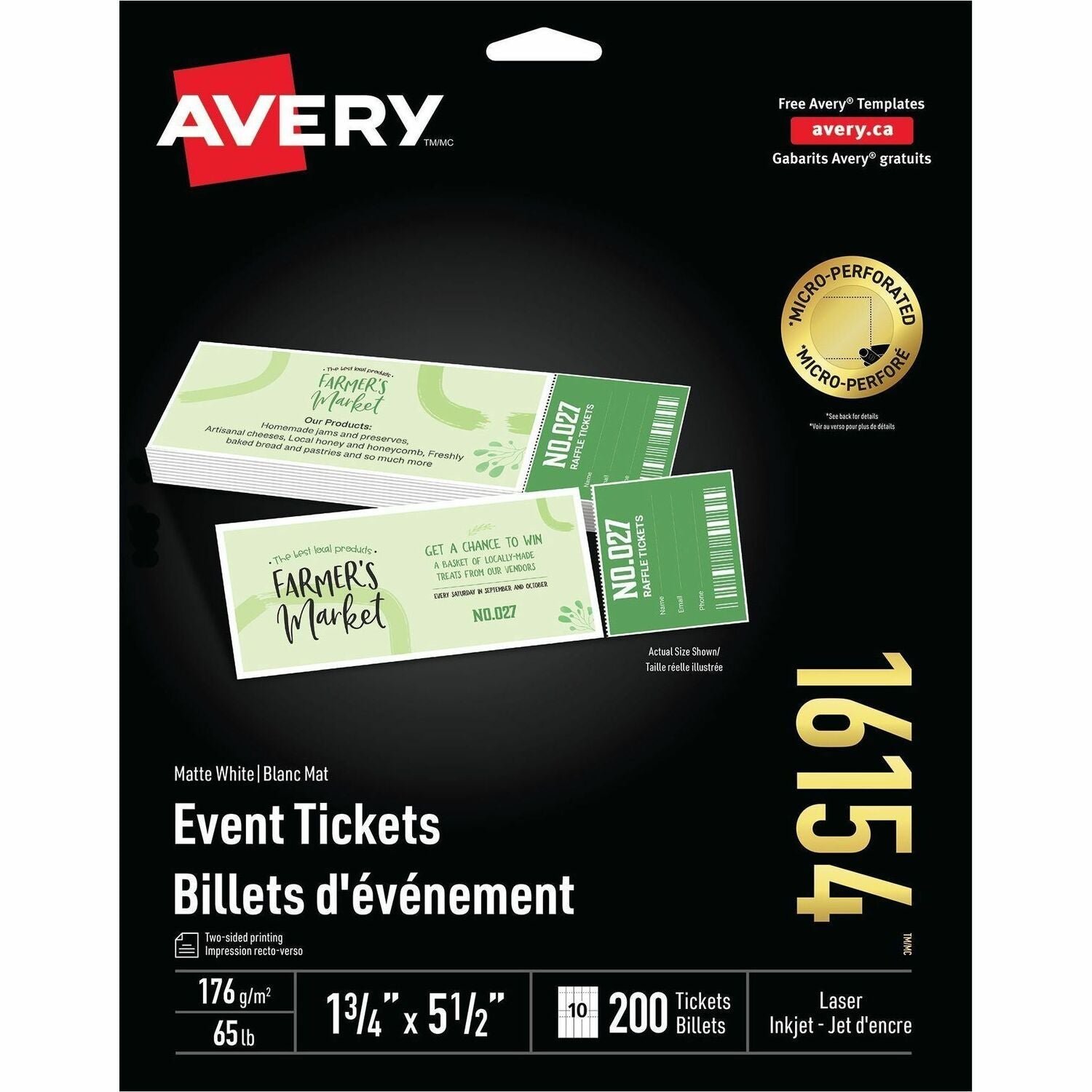Avery Event Tickets with Tear-Away Stubs - 1500