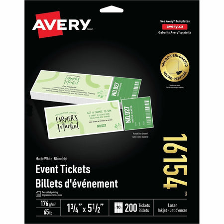 Avery Event Tickets with Tear-Away Stubs - 1500