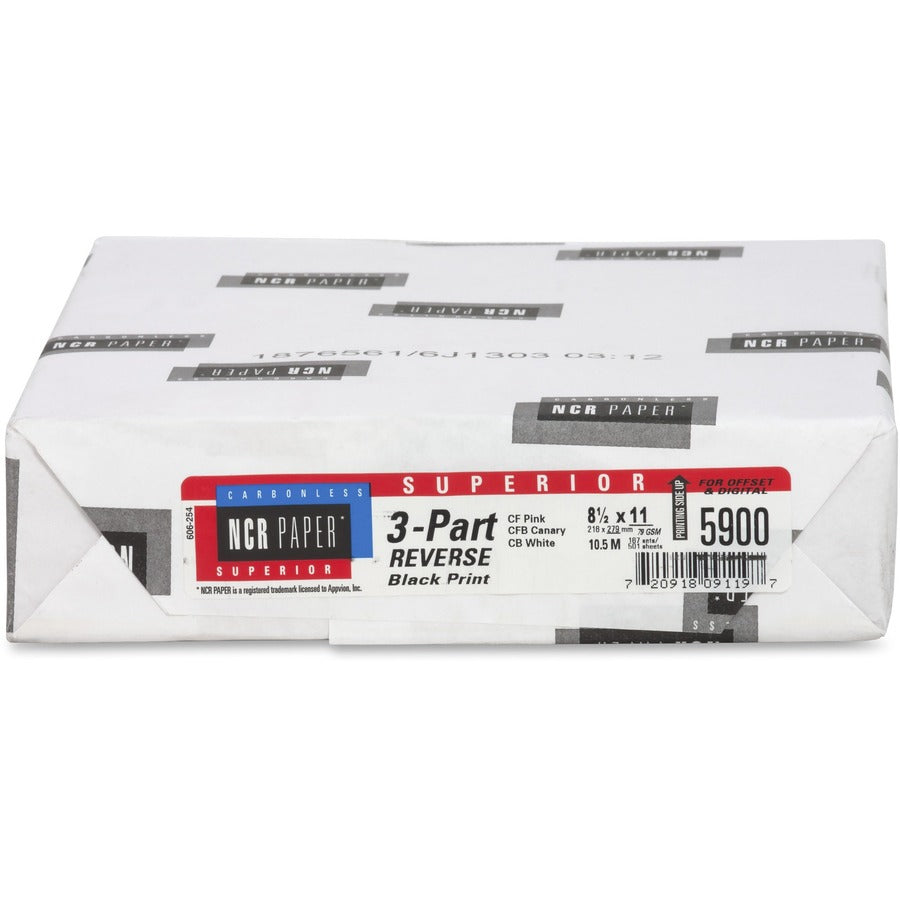 NCR Paper Superior 3-part Reverse Carbonless Paper - Multi - 92 Brightness - Letter - 8 1/2" x 11" - 20 lb Basis Weight - Heavyweight - Pink, Canary, White - 500 / Pack