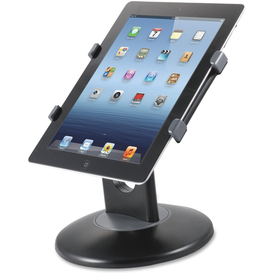 Kantek Adjustable Tablet Stand with Swivel Base - Horizontal, Vertical - 7.5" Height x 7.5" Width x 2.5" Depth - ABS Plastic - Black - 1 Each