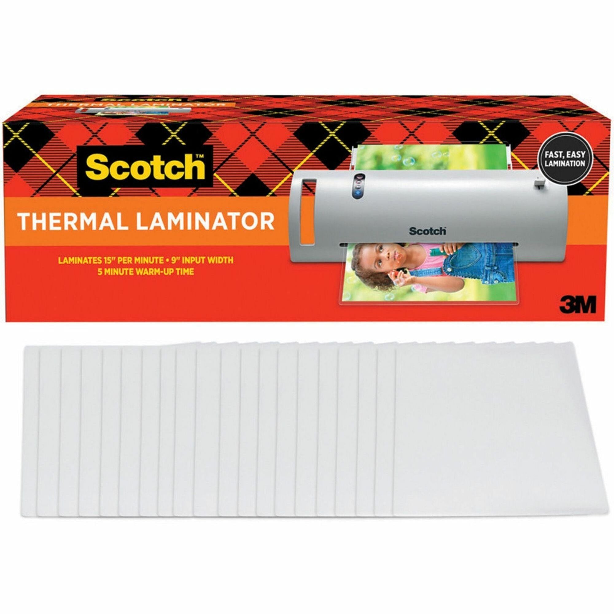 Scotch Thermal Laminator Combo Pack - 9" Lamination Width - 5 mil Lamination Thickness - 4" Height x 14.8" Width x 5.9" Depth