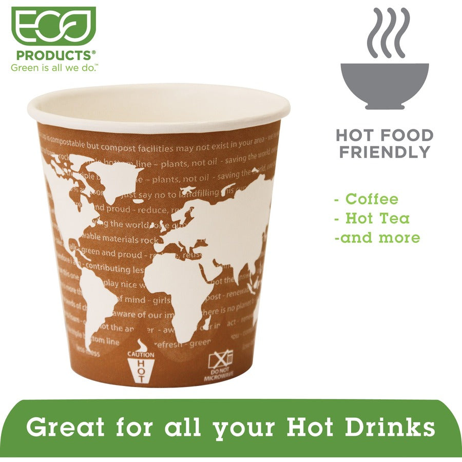 Eco-Products 10 oz World Art Hot Beverage Cups - 10 fl oz - Multi - Paper, Resin - Hot Drink - 50/Pack - 20 / Carton
