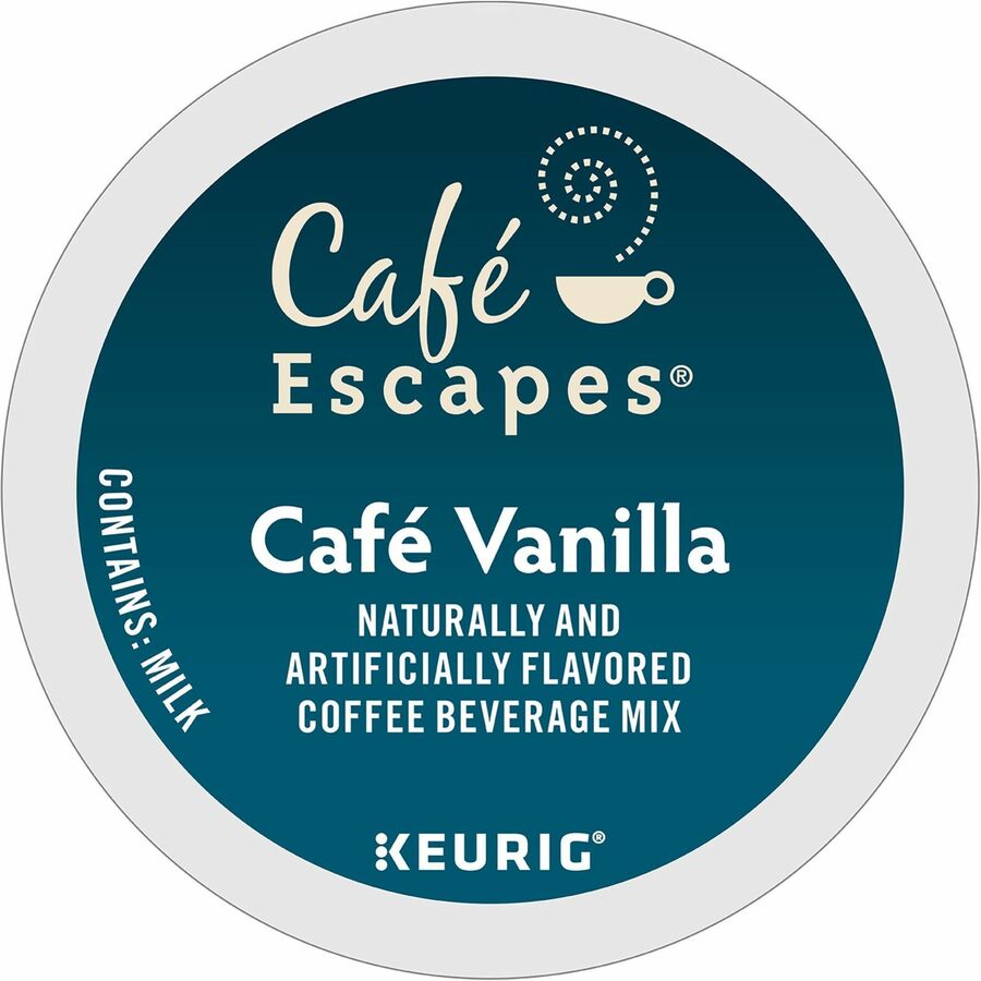 Café Escapes® K-Cup, Pod Café Vanilla, Keurig Single-Serve K-Cup Pods, 24 Count - Compatible with Keurig Brewer - Light - K-Cup, Pod - Café Vanilla - Kosher - 24 / Pack