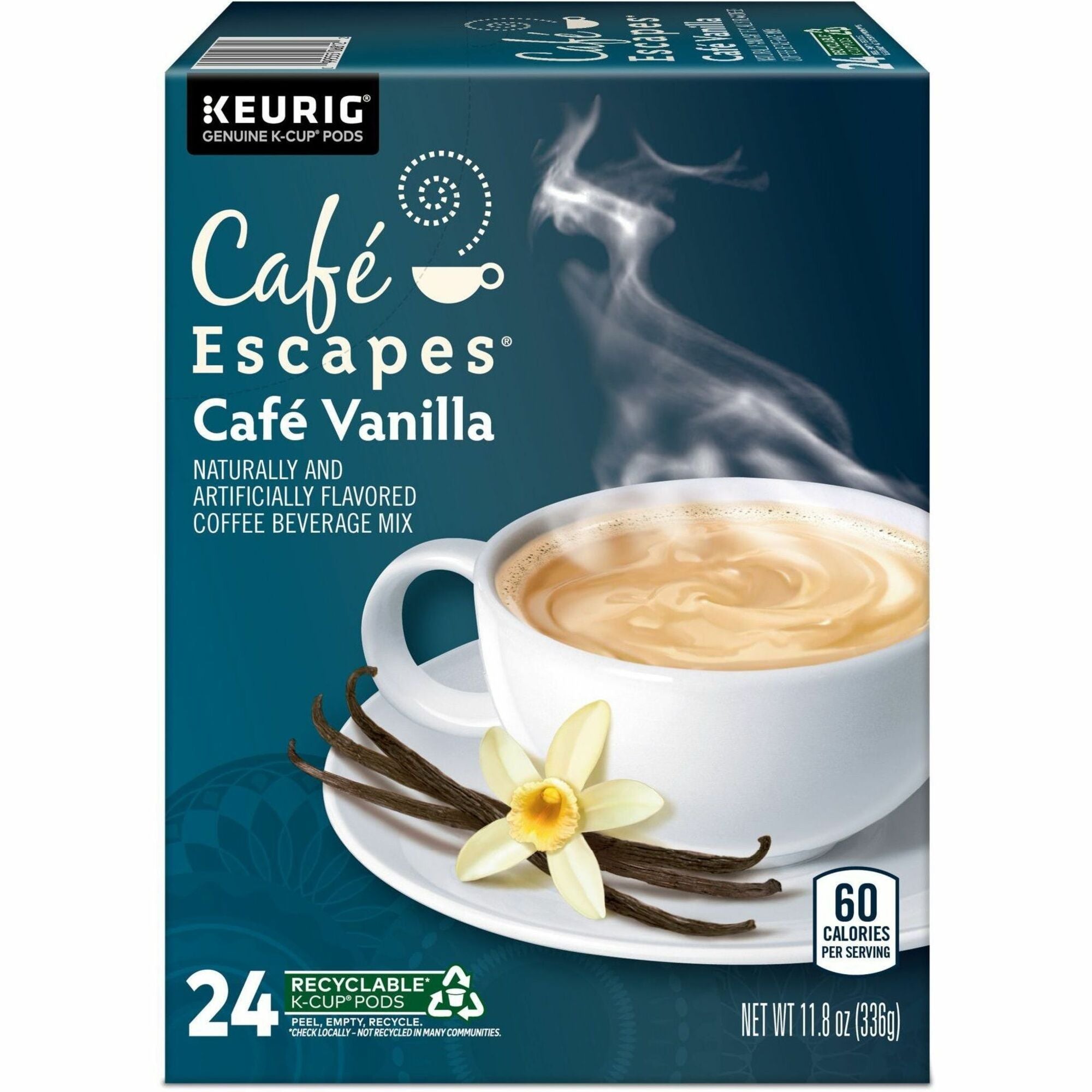 Caf&eacute; Escapes® K-Cup, Pod Caf&eacute; Vanilla, Keurig Single-Serve K-Cup Pods, 24 Count - Compatible with Keurig Brewer - Light - K-Cup, Pod - Caf&eacute; Vanilla - Kosher - 24 / Pack