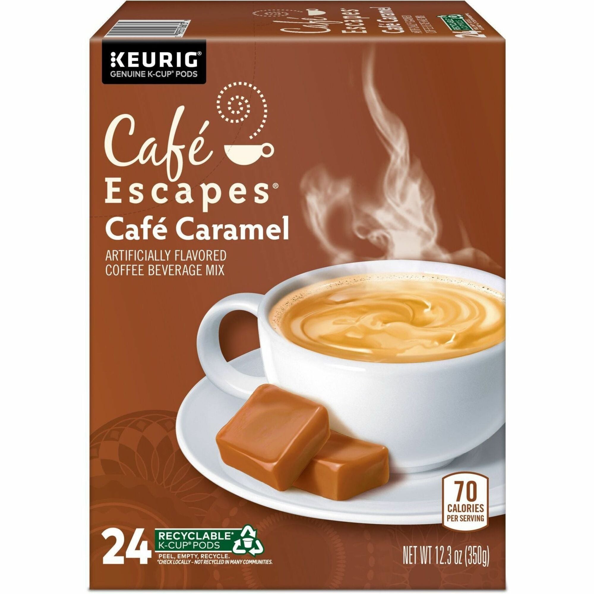 Caf&eacute; Escapes® K-Cup, Pod Caf&eacute; Caramel, Keurig Single-Serve K-Cup Pods, 24 Count - Compatible with Keurig Brewer - Light - K-Cup, Pod - 24 / Pack