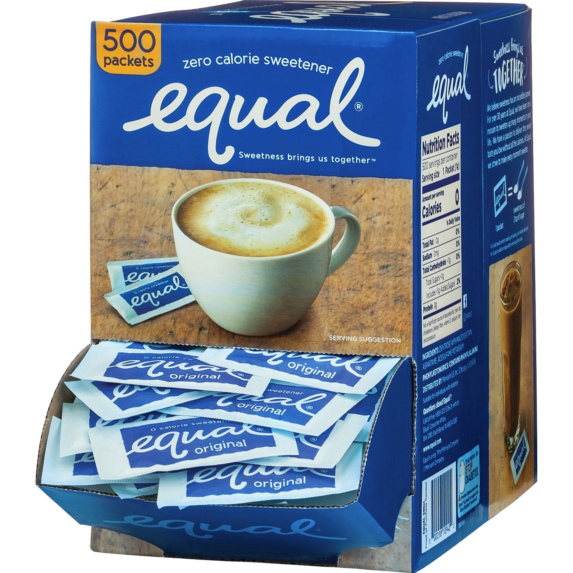 Equal Zero Calorie Original Sweetener Packets - 0.035 oz (1 g) - Artificial Sweetener - 500 / Box