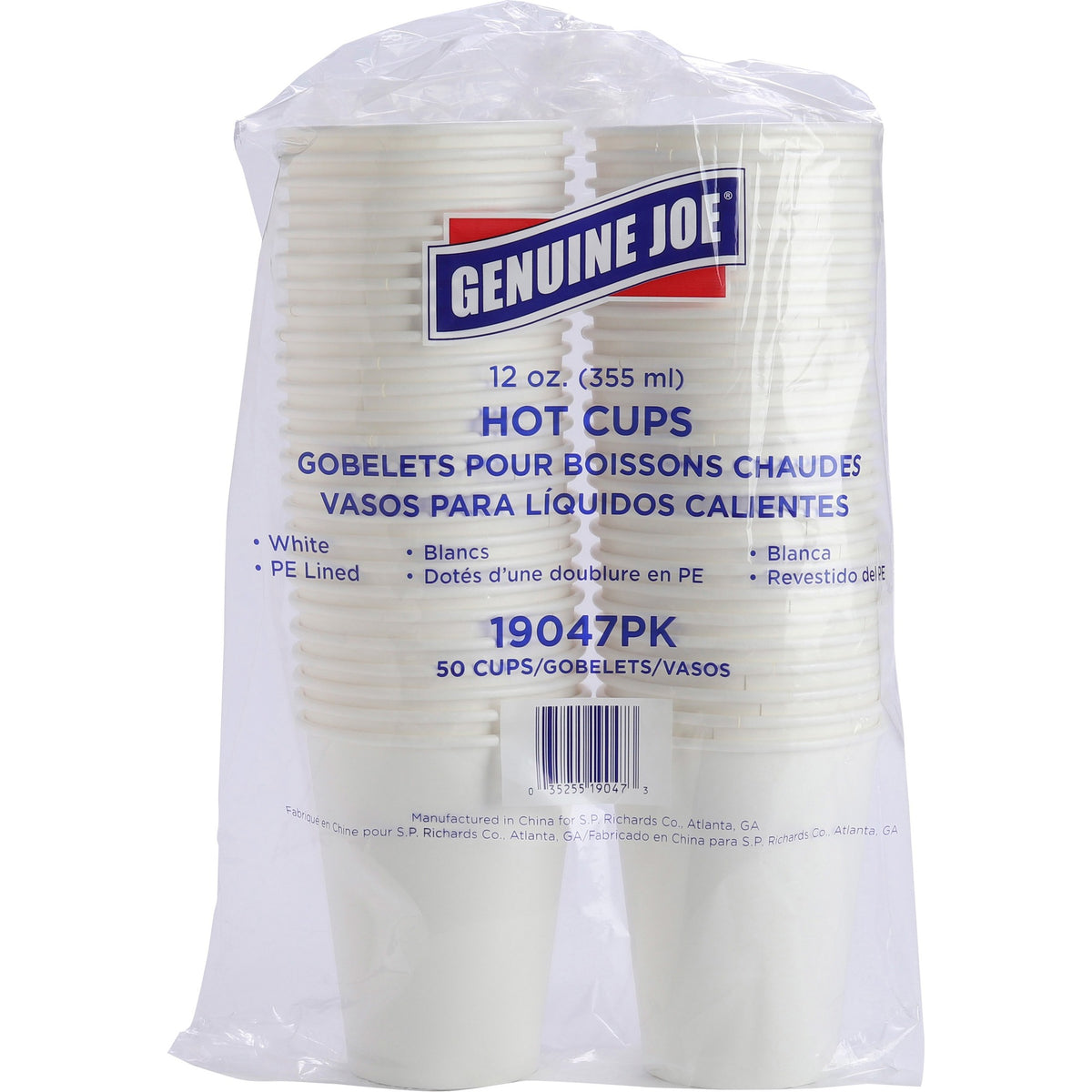 Genuine Joe Disposable Hot Cups - 12 oz White Polyurethane - 50/Pack
