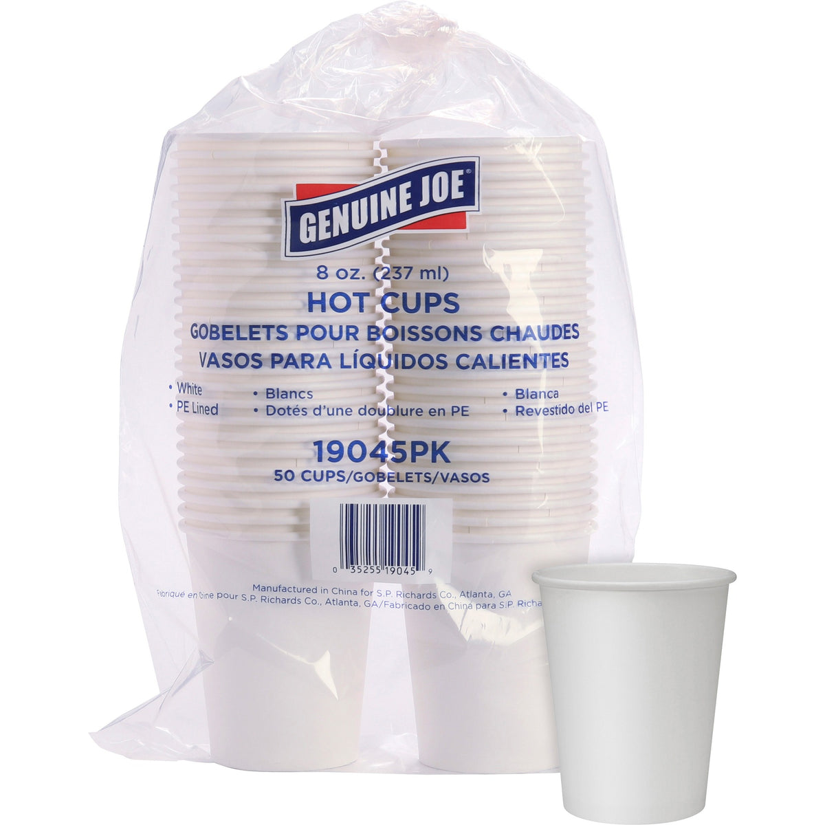 Genuine Joe Disposable Hot Cups - 8 oz White Polyurethane - 50/Pack