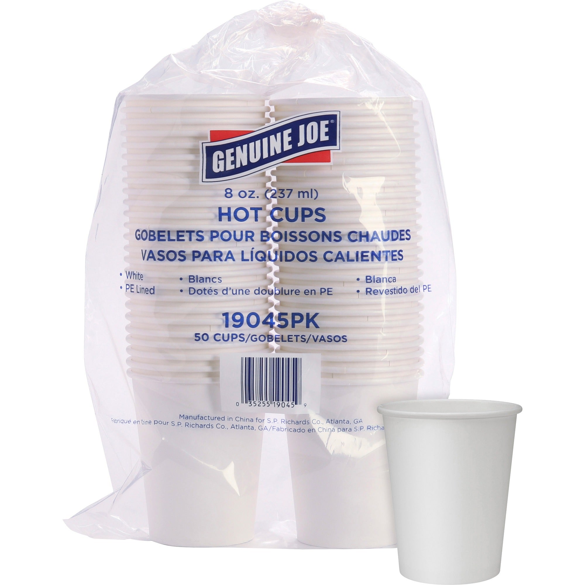 Genuine Joe Disposable Hot Cups - 8 oz White Polyurethane - 50/Pack