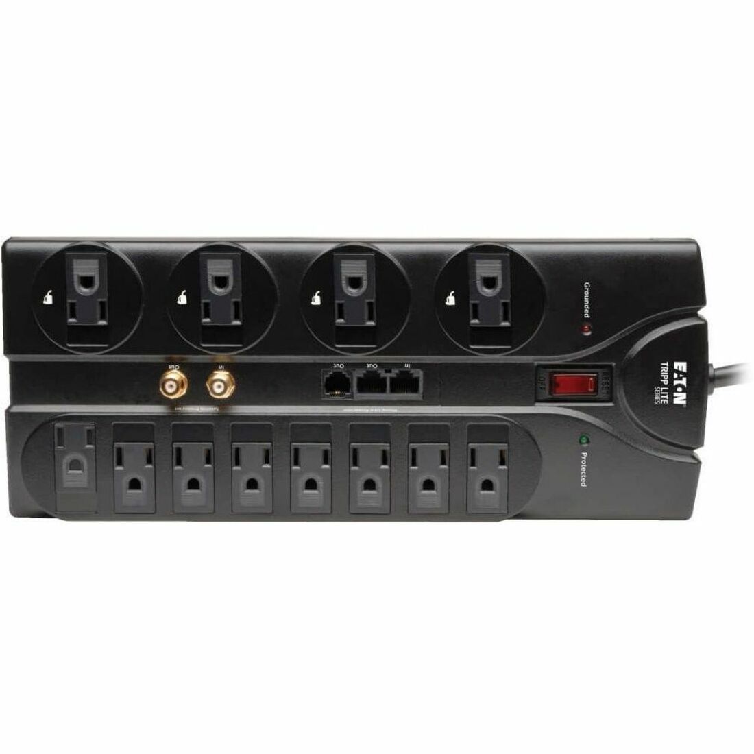 Tripp Lite series Protect It! Surge Suppressor - NEMA 5-15P - 12 x NEMA 5-15R - 1800 VA - 2880 J - 120 V AC Input - 216 kA - Cable Modem/DSL/Fax/Phone, Coaxial Cable Line, Ethernet, Telecommunication - 8 ft