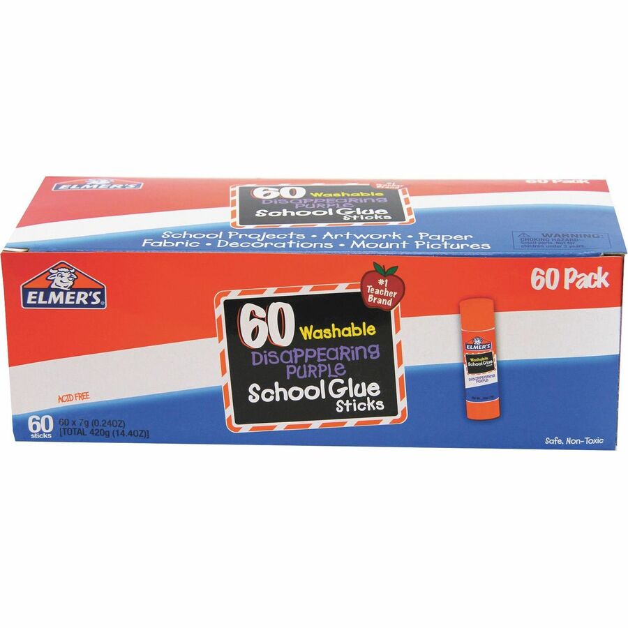 Elmer's Disappearing Purple School Glue Sticks - 60-Pack, 0.24 oz
