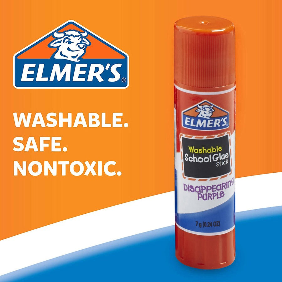 Elmer's Disappearing Purple School Glue Sticks - 0.24 oz - Purple - 60 / Box