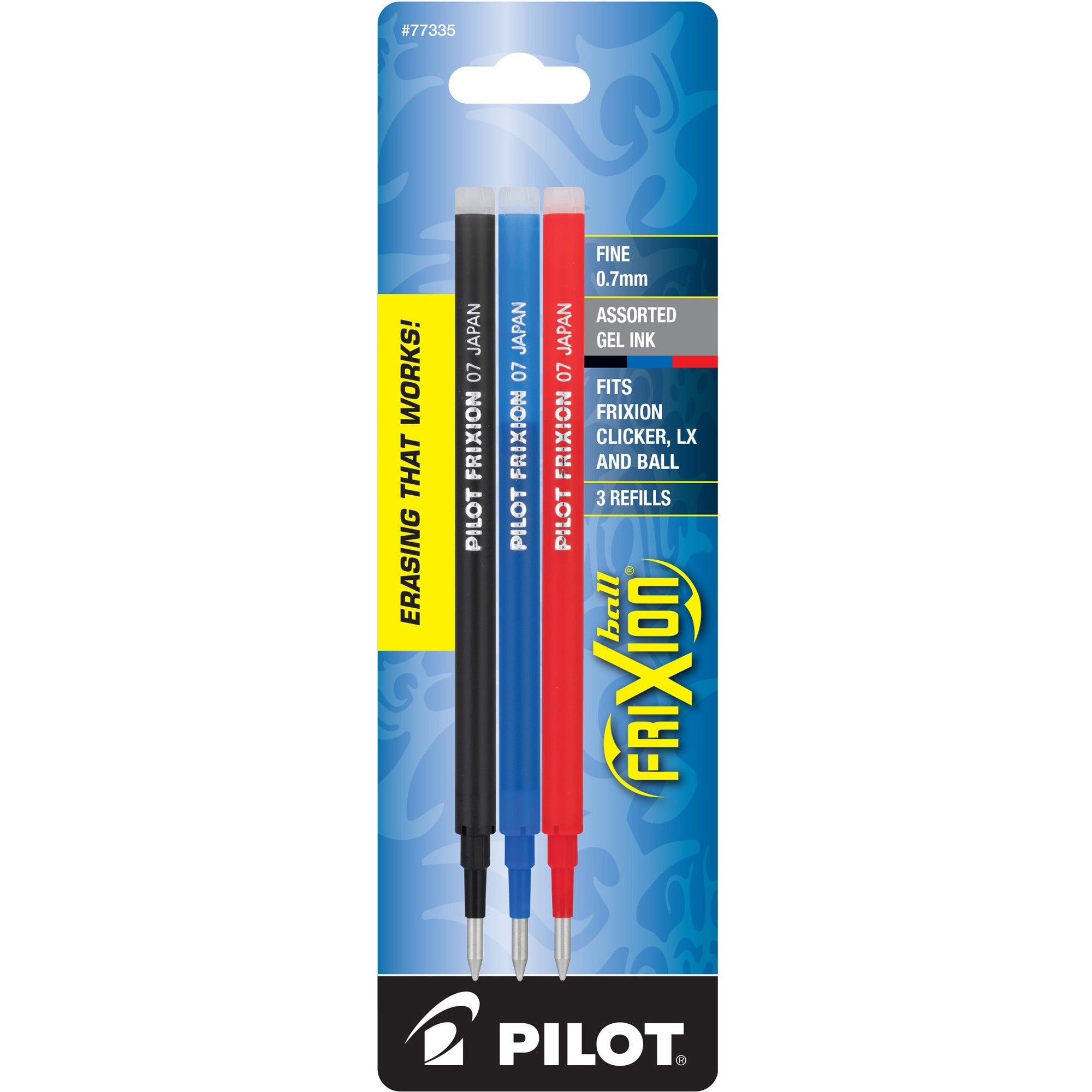Pilot FriXion Gel Ink Pen Refills - 0.70 mm , Medium Point - Assorted Ink - Wear Resistant, Tear Resistant, Eco-friendly, Erasable - 3 / Pack