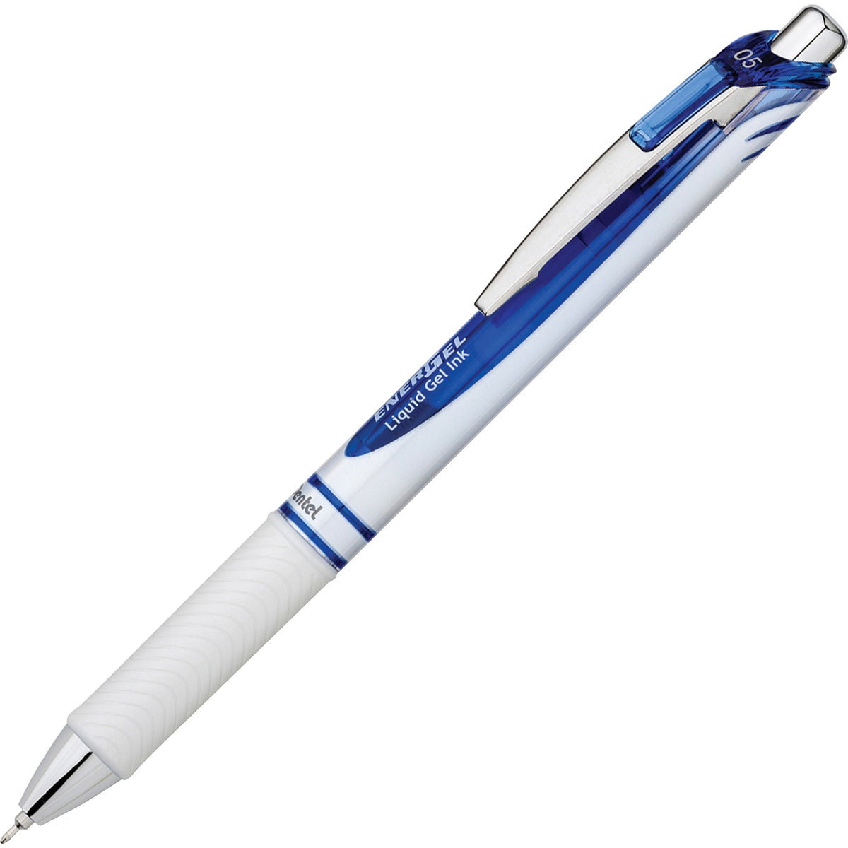 EnerGel EnerGel Pearl Liquid Gel Pen - 0.5 mm Fine Needle Pen Point - Refillable - Retractable - Blue Ink - Gel-based - Pearl White Stainless Steel Barrel - 1 Each
