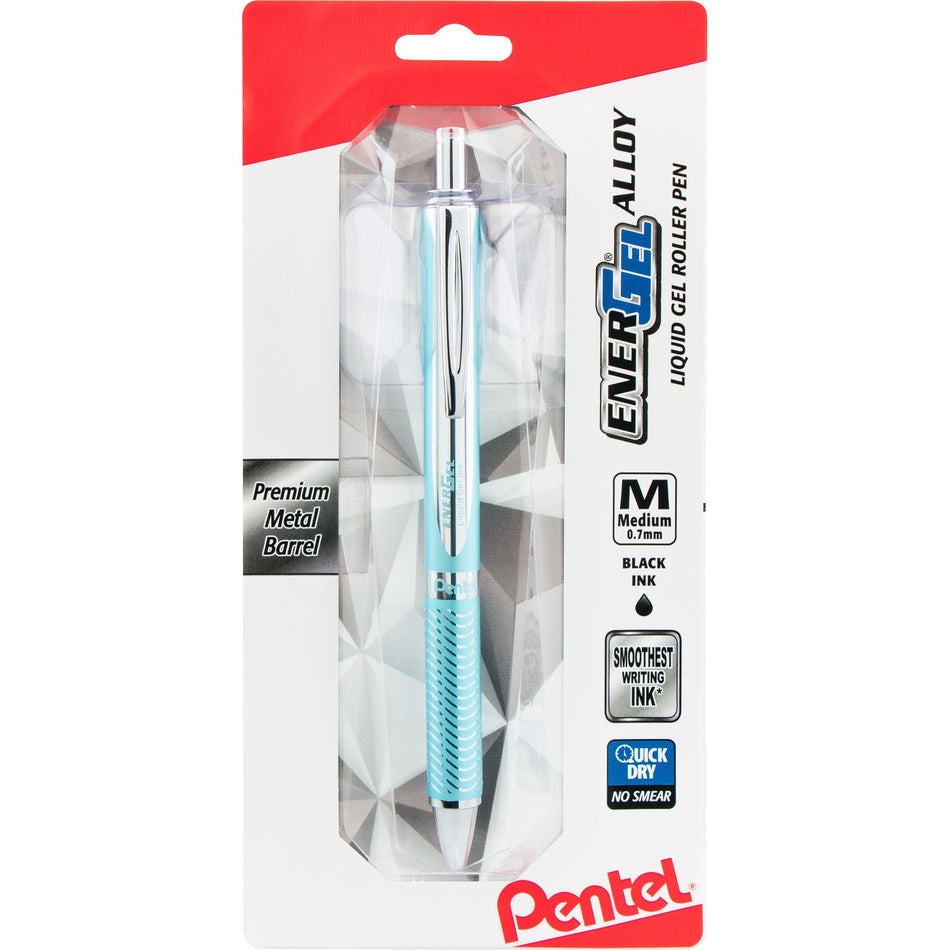 EnerGel EnerGel Alloy Gel Pen - 0.7 mm Medium Pen Point - Refillable - Retractable - Black Ink - Gel-based - Aluminum Alloy Barrel - 1 / Pack