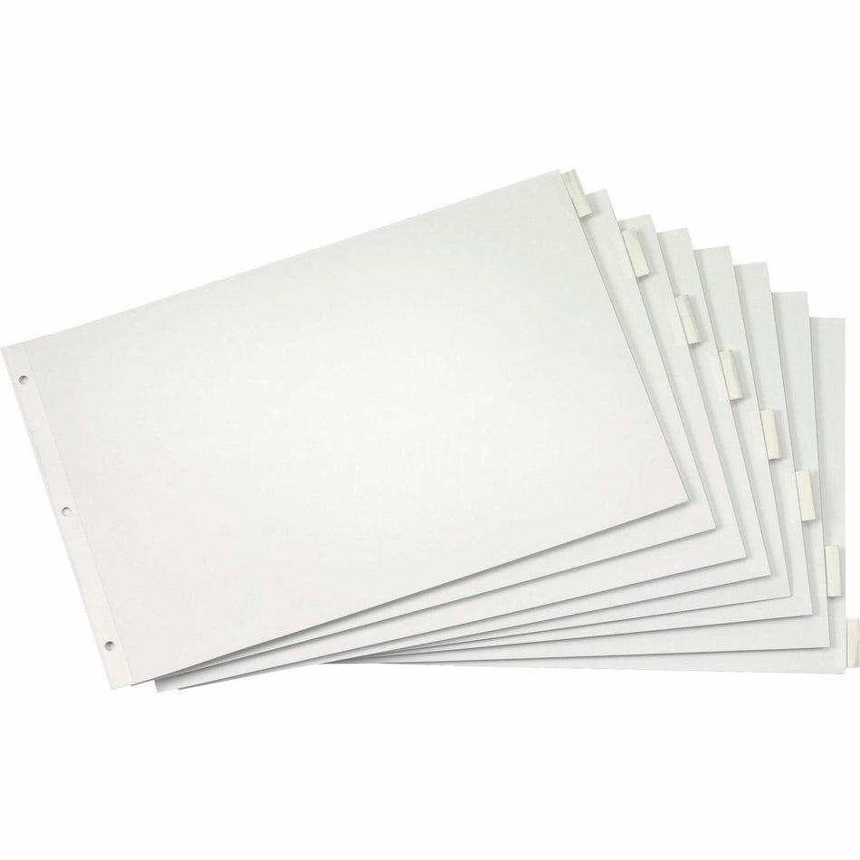 Cardinal® Insertable Index Dividers - 8 x Divider(s) - Blank Tab(s) - 8 Tab(s)/Set - 17.5" Divider Width x 11.50" Divider Length - Tabloid - 11" Width x 17" Length - White Paper Divider - Clear Tab(s) - Insertable, Reinforced Hole - 8 / Set