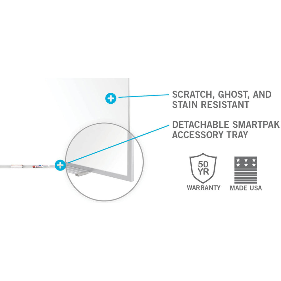 Ghent 24" x 36" Aluminum Frame Magnetic Whiteboard with 1 Marker - 36" (3 ft) Width x 24" (2 ft) Height - White Porcelain Surface - Aluminum Frame - Magnetic - Scratch Resistant, Dent Resistant, Stain Resistant - 1 Each