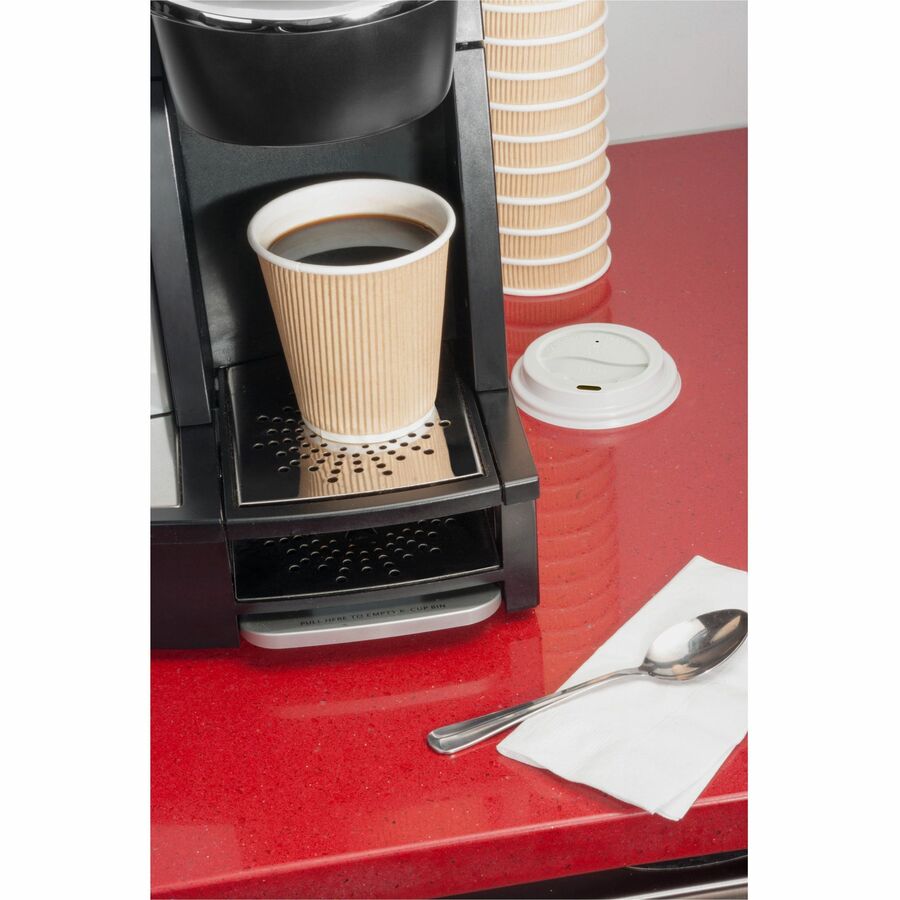 Genuine Joe 10 oz Rippled Hot Cups - 10 fl oz - Brown - Beverage, Hot Drink - 25 / Pack