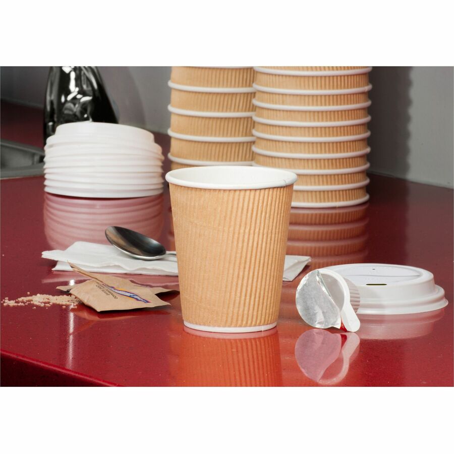 Genuine Joe 12 oz Rippled Hot Cups - 12 fl oz - Brown - Beverage, Hot Drink - 25 / Pack